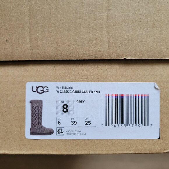 UGG Classic Cardi Cabled Knit Grey Women's Boots Size 8 - Picture 9 of 9